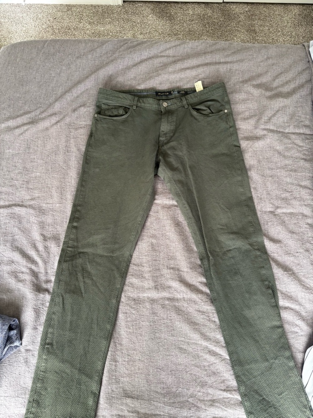 Massimo Dutti Slim Olive Green Jeans